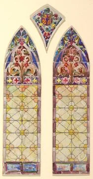 RECORD DATE NOT STATED Drawing, Stained glass window: top pane of a three ... Stock Photos