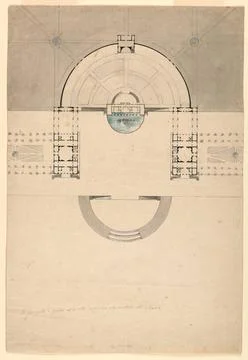 RECORD DATE NOT STATED Drawing, Plan for a Park Terrace with a Casino; Arc... Fotos de archivo