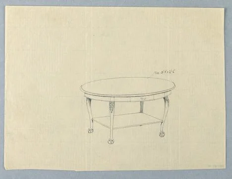 RECORD DATE NOT STATED Drawing, Design for Oval Table with Rectangular She... 库存照片