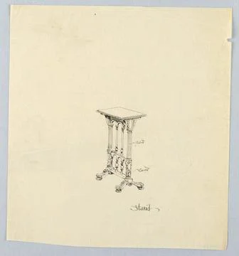 RECORD DATE NOT STATED Drawing, Design for Rectangular Stand with Fluted a... Stockfoto's