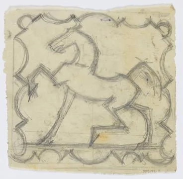 RECORD DATE NOT STATED Drawing, Design for Trivet, Prancing Horse; Designe... Stock Photos