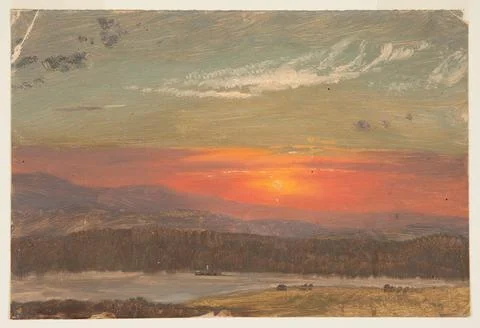 RECORD DATE NOT STATED Drawing, Sunset over the Catskills; Frederic Edwin ... Fotos Stock