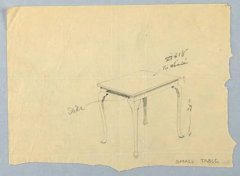 RECORD DATE NOT STATED Drawing, Design for Small Rectangular Table with Sl... Stock Photos