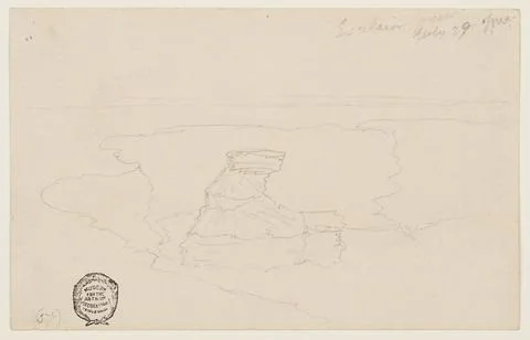 RECORD DATE NOT STATED Drawing, Geyser, Excelsior, Yellowstone Park; Thoma... Fotos de archivo