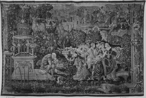 RECORD DATE NOT STATED  Dream of Paris. unknown c. 1530 Tapestry Dimension... 스톡 사진