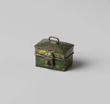 RECORD DATE NOT STATED  Drum with lid, rectangular, green -rejected, anony... Stock Photos