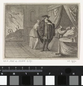 RECORD DATE NOT STATED  Dying sees the flames of hell from his bed, Caspar... Stockfoto's