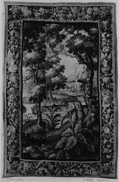 RECORD DATE NOT STATED  Eagle perched in a tree. unknown c. 1675-1725 Tape... Stock Photos