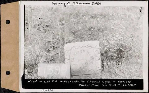 RECORD DATE NOT STATED Ebenezer Ward, Packardsville Church Cemetery, lot 4... Stock Photos