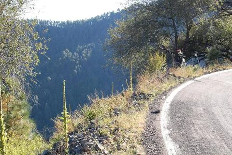 RECORD DATE NOT STATED . The edge of the asphalt and a sharp dropoff to a ... Stock Photos