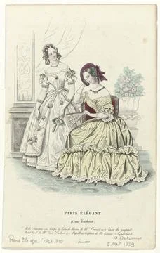 RECORD DATE NOT STATED  Elegant Paris, March 5, 1839: CREP tunic dress (..... Stockfoto's