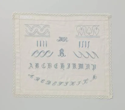 RECORD DATE NOT STATED  Embroidery patch of linen, trimmed with machine bo... Stock Photos