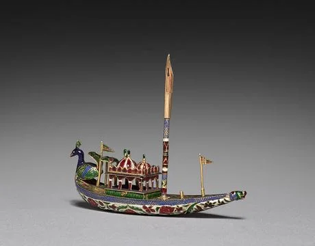 RECORD DATE NOT STATED  This enamel inkstand takes the fanciful form of a ... Stock Photos
