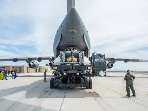 RECORD DATE NOT STATED  Engineers prepare to test the parachute system for... Stock Photos