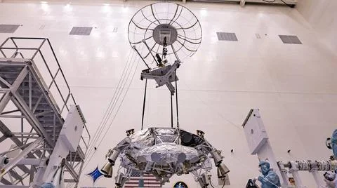 RECORD DATE NOT STATED  Engineers perform mass properties testing on the r... Stock Photos