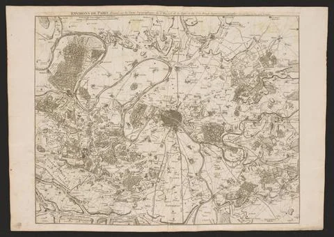 RECORD DATE NOT STATED  Envions de Paris dresses sur les cartes topographi... Stock Photos