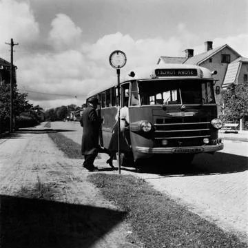 RECORD DATE NOT STATED Error (mirror -reversed picture!) The bus to Stora ... Stock Photos