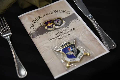 RECORD DATE NOT STATED An event program is on display during the Order of ... 库存照片