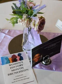 RECORD DATE NOT STATED  An event program is on display during the Women s ... 库存照片