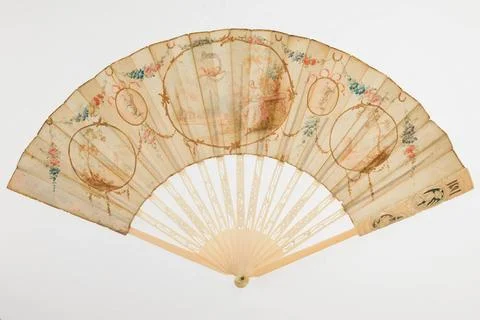RECORD DATE NOT STATED  EVENTAIL. Amours , 19th century. Watercolor on ski... Stock Photos