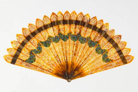 RECORD DATE NOT STATED  EVENTAIL. Pattern of painted flowers (broken). Ope... 스톡 사진