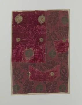 RECORD DATE NOT STATED  Excerpt red velvet brocade with a pattern of flora... Stock Photos