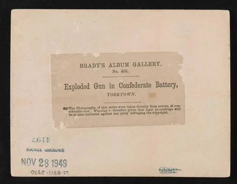 RECORD DATE NOT STATED Exploded gun in Confederate battery, Yorktown. Brad... Foto stock