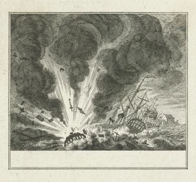 RECORD DATE NOT STATED  The explosion of the Dutch warship Alphen for Cura... Stock Photos