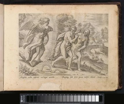 RECORD DATE NOT STATED  Expulsion from Paradise, 1646 print Adam and Eva a... Stock-Fotos