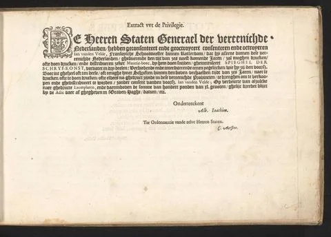 RECORD DATE NOT STATED  Extract of a privilege, Jan van de Velde (I), Stat... Stock Photos