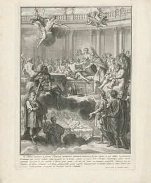 RECORD DATE NOT STATED  Feast of Romulus, Bernard Picart, 1727 print A par... Stock Photos