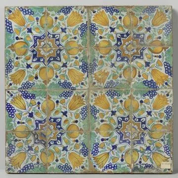 RECORD DATE NOT STATED  Field of sixteen tiles with pattern of grape bunch... Stock Photos