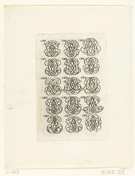 RECORD DATE NOT STATED  Fifteen letter monograms (CEF-CEV), Daniel de Lafe... Stock Photos