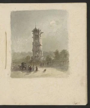 RECORD DATE NOT STATED  Figures in a tower lit by moonlight, 1834 - 1906 P... Stock Photos