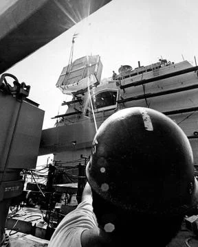 RECORD DATE NOT STATED The first phased array radar for the Aegis Combat S... Stock Photos