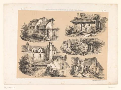 RECORD DATE NOT STATED  Five studies of houses and other landscape element... 스톡 사진