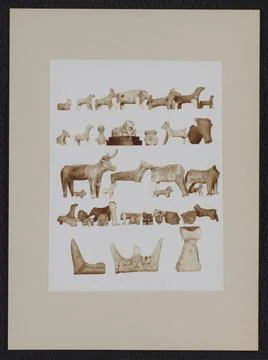 RECORD DATE NOT STATED  Five rows with objects from a museum in Crete, c. ... Stock Photos