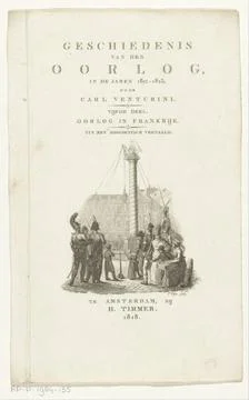 RECORD DATE NOT STATED  Flag on Colonne VendÃ me in Paris, 1818 print In 1.. Stock Photos