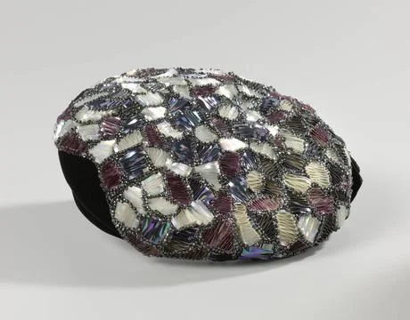 RECORD DATE NOT STATED  Flat cap with patchwork motif of folded strips of ... 스톡 사진