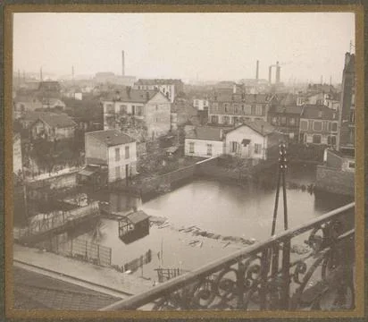 RECORD DATE NOT STATED  Flooded suburb of Paris seen from a window, G. Dan... 스톡 사진