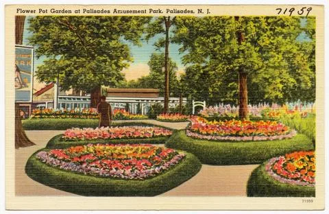 RECORD DATE NOT STATED Flower pot garden at Palisades Amusement Park, Pali... Foto stock