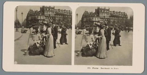 RECORD DATE NOT STATED  Flower vendors on a square in Paris, Neue Photogra... Stock Photos