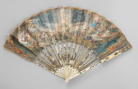 RECORD DATE NOT STATED  Folding Fan with Representation of a Royal Firewor... Foto stock