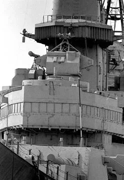 RECORD DATE NOT STATED Forward area of the bridge and deactivated fire con... Stock Photos