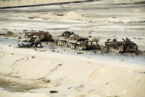 RECORD DATE NOT STATED Four Iraqi BMP-1 armored personnel carriers destroy... Stock Photos