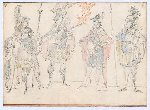 RECORD DATE NOT STATED  Four Actors in Heroic Costume, with a Study of a H... 스톡 사진