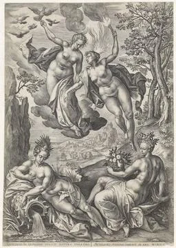 RECORD DATE NOT STATED  The four elements, 1601 print Landscape with the f... 스톡 사진