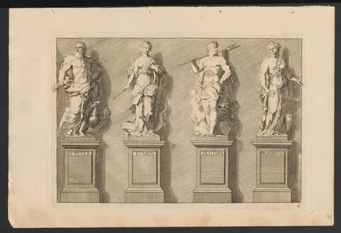 RECORD DATE NOT STATED  Four poses: Jupiter, Junona, Pluto, Prosepina; unk... Stock Photos