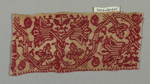 RECORD DATE NOT STATED Fragment (Italy); linen, silk; Bequest of Marian Ha... Stock Photos