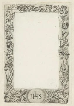RECORD DATE NOT STATED  Frame with at the bottom of the Christ monogram, P... Stock Photos